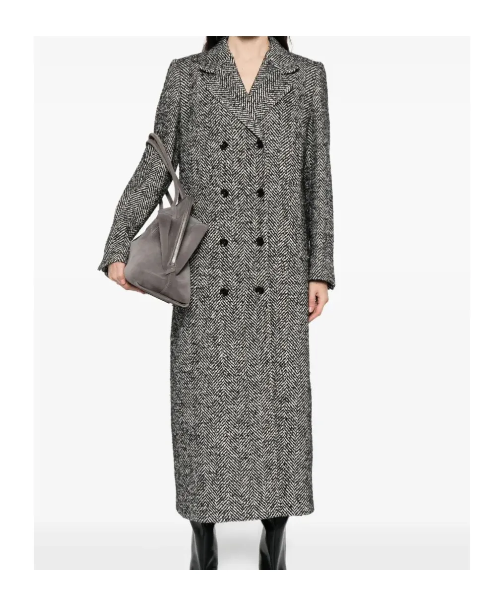 Herringbone Double-Breasted Coat