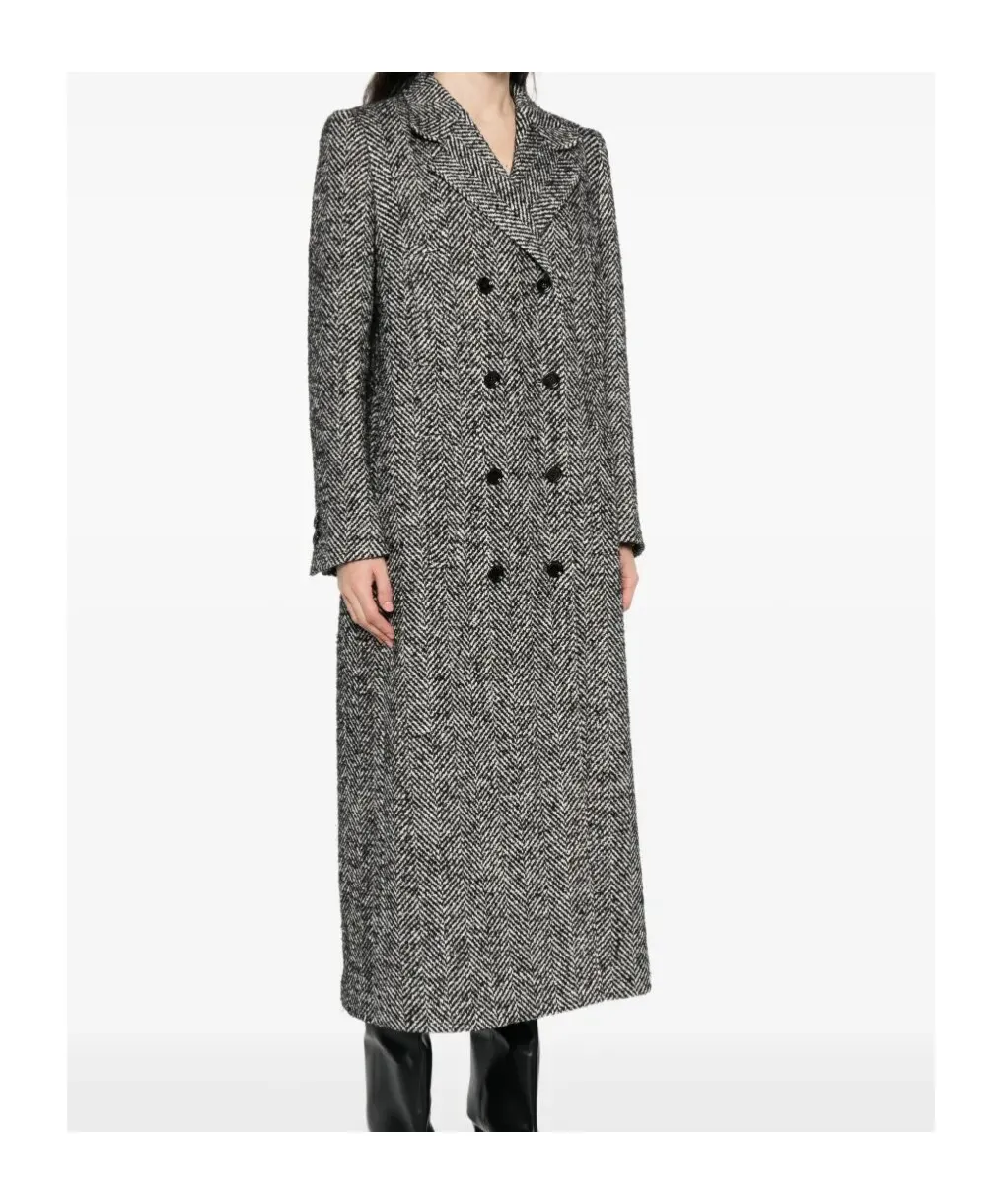 Herringbone Double-Breasted Coat