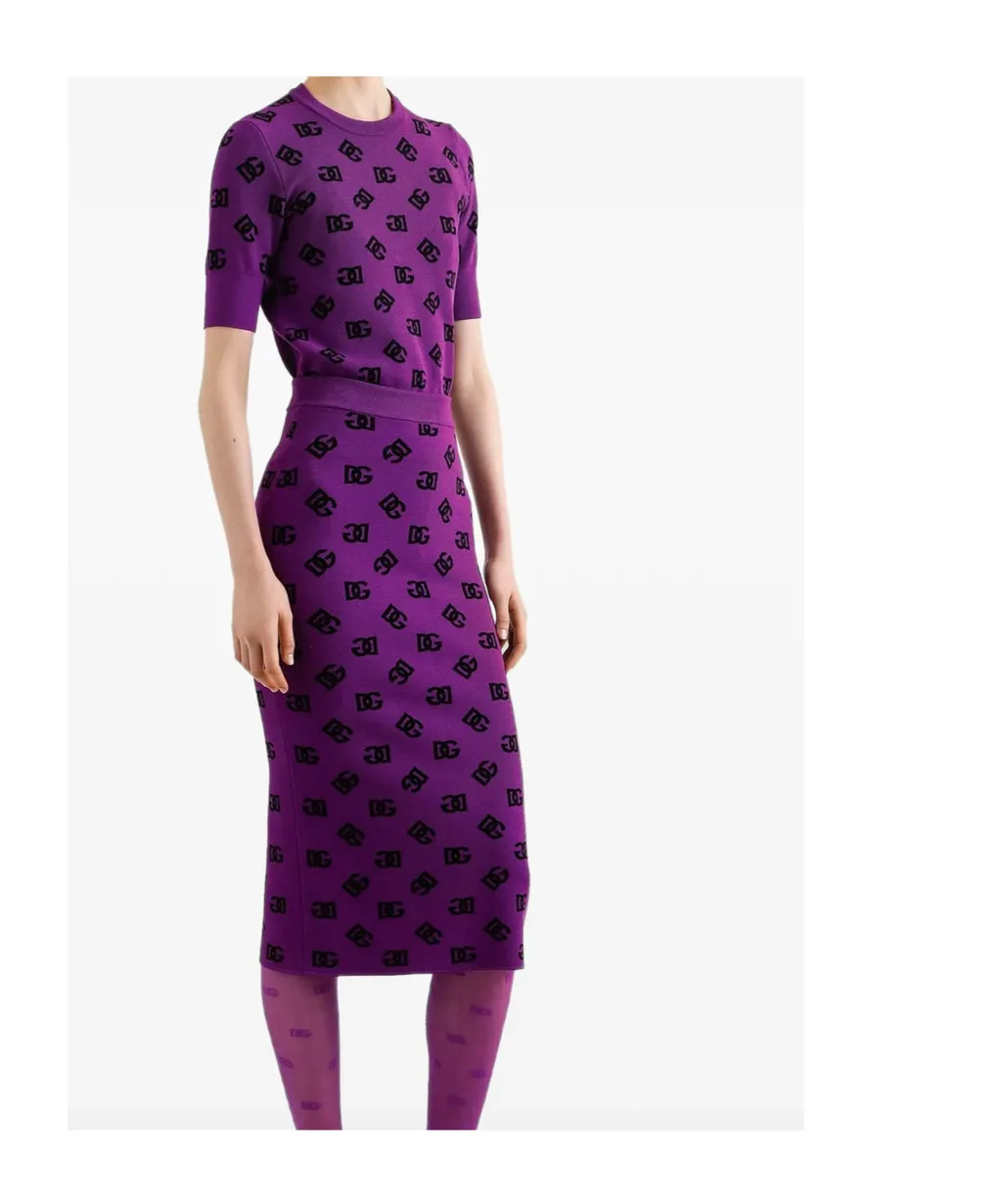 Logo-Motif Midi Skirt