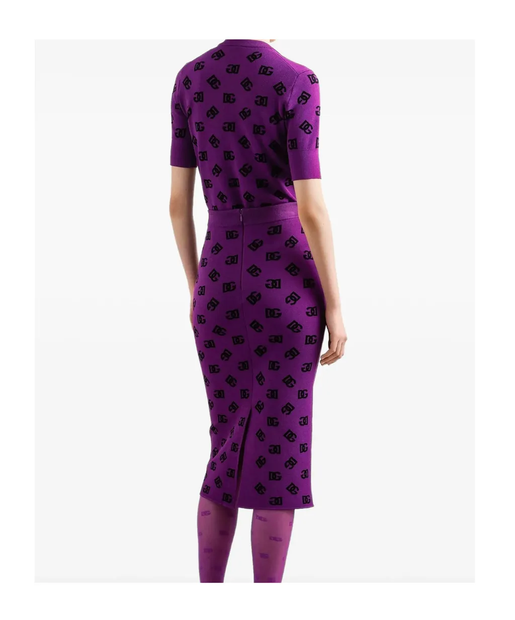 Logo-Motif Midi Skirt