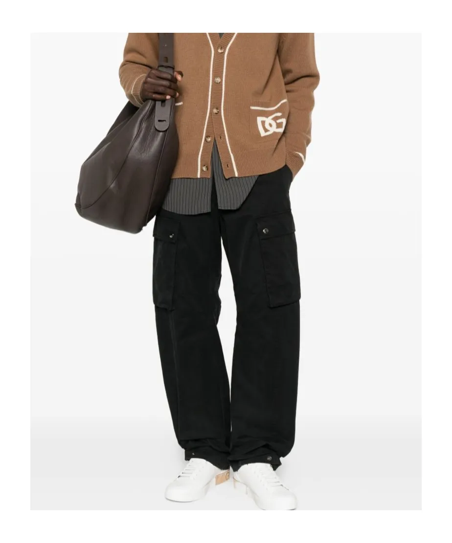 Cargo-Pocket Button-Fastening Trousers