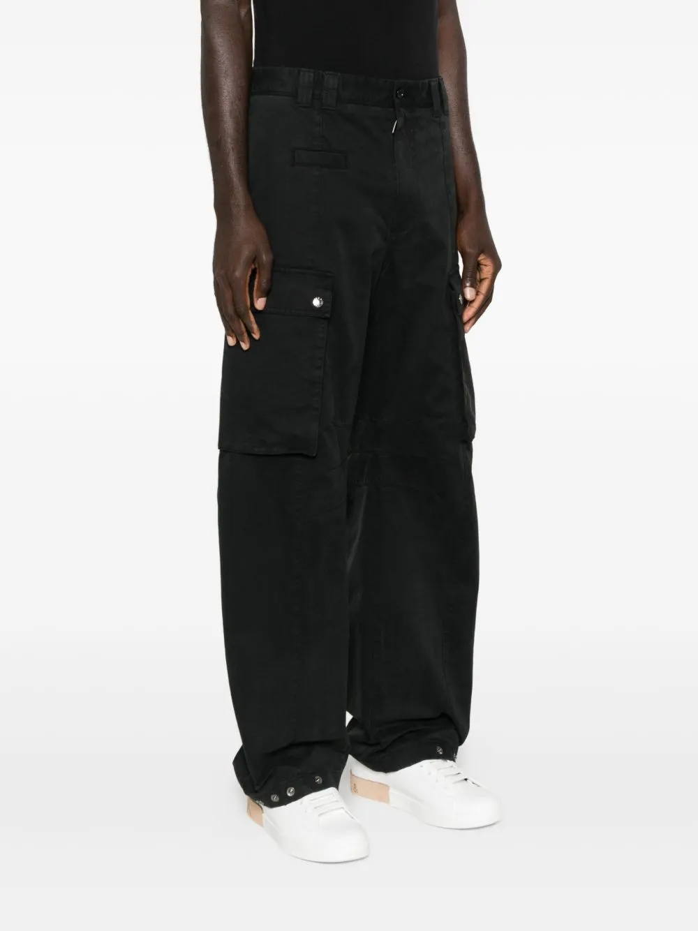 Cargo-Pocket Button-Fastening Trousers