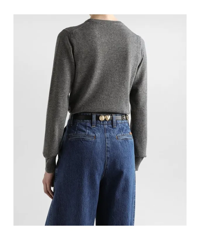 Round-Neck Cropped Sweater