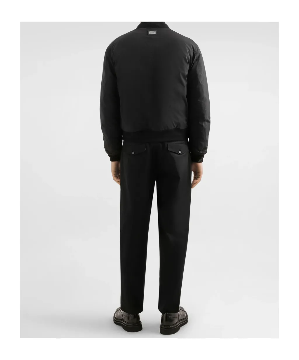 Leather-Trimmed Bomber Jacket