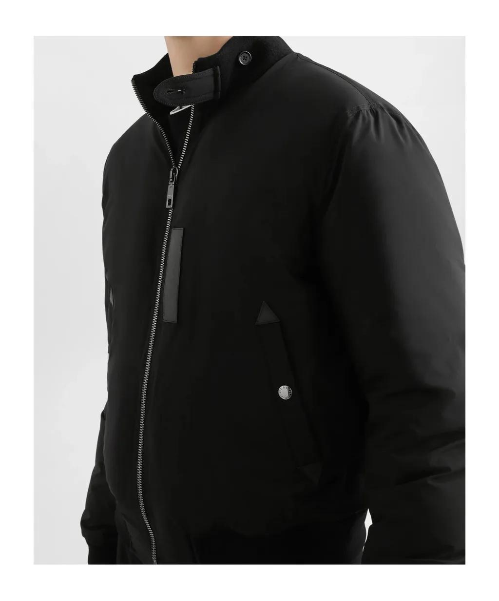Leather-Trimmed Bomber Jacket