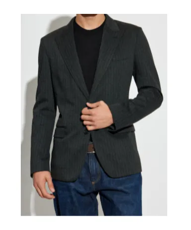 Pinstriped Single-Breasted Blazer