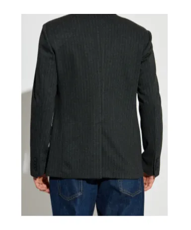 Pinstriped Single-Breasted Blazer