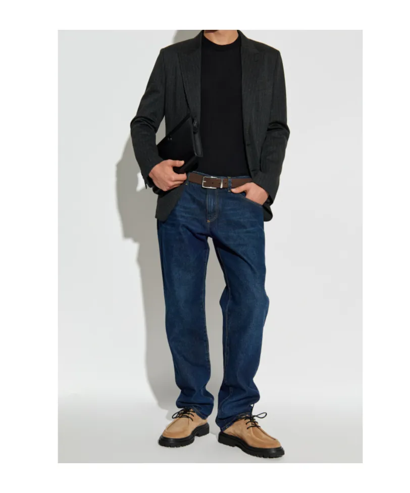 Pinstriped Single-Breasted Blazer