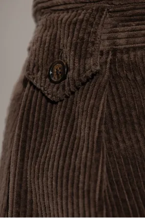 Pleated Corduroy Regular Trousers