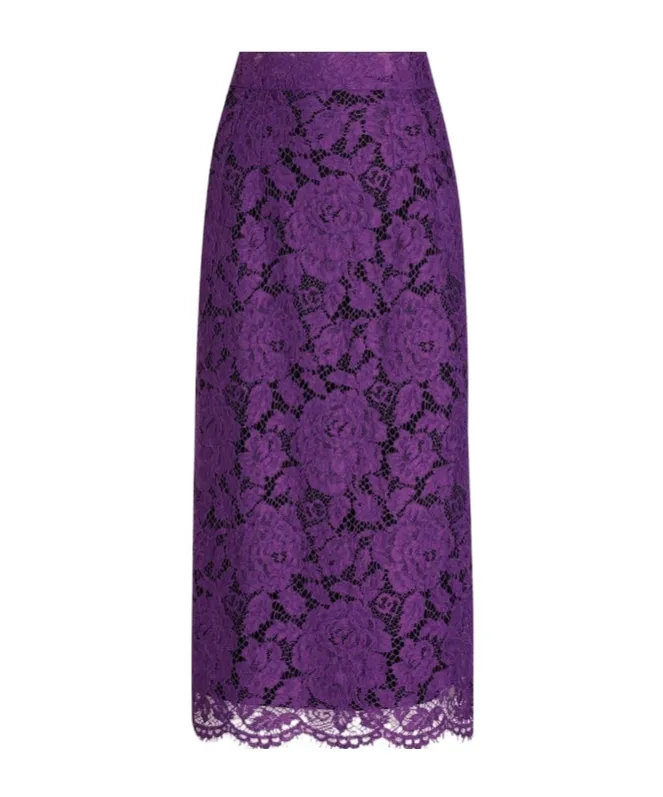 Lace-Detailing Midi Skirt