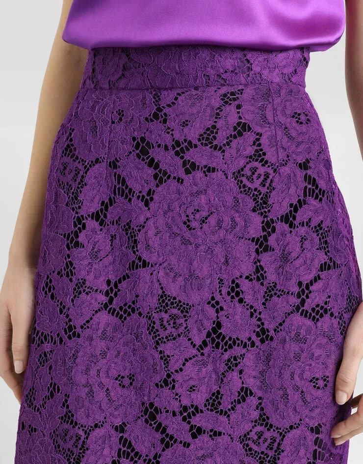 Lace-Detailing Midi Skirt