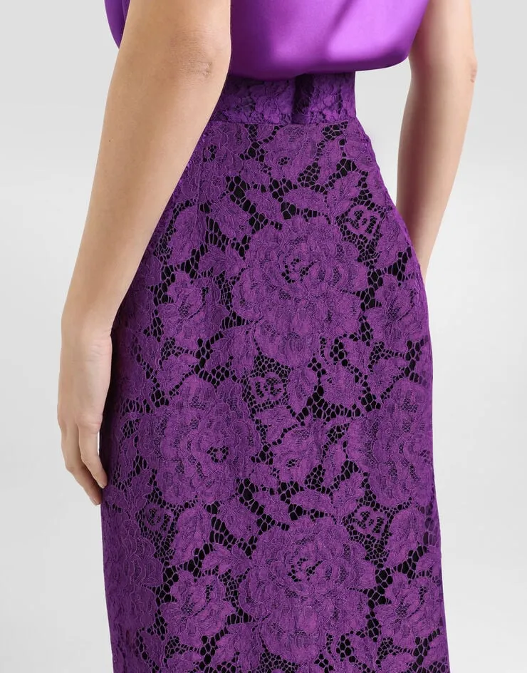 Lace-Detailing Midi Skirt