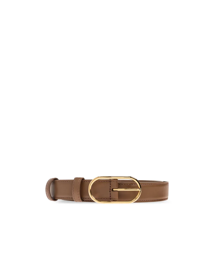 Oval Buckle Leather Belt