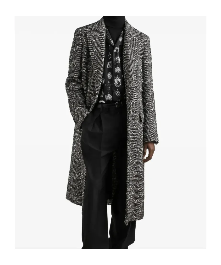 Single-Breasted Herringbone Coat