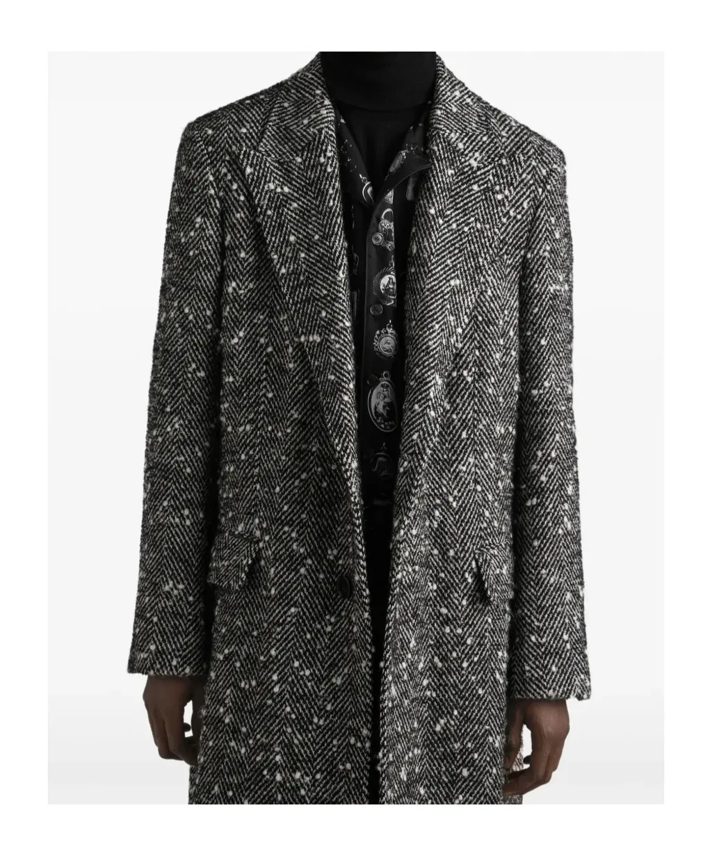 Single-Breasted Herringbone Coat