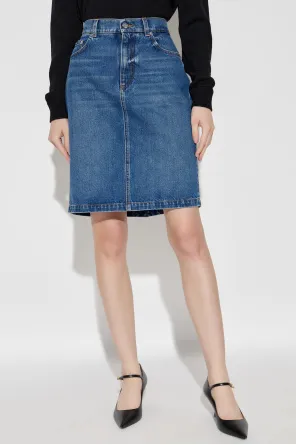 Logo-Plaque Denim Mini Skirt
