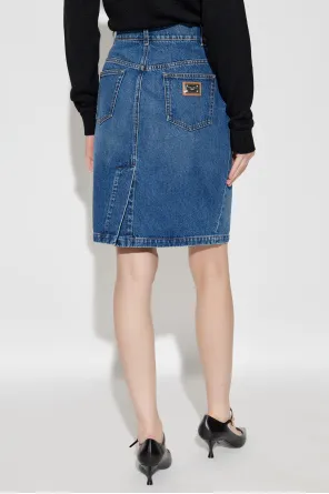 Logo-Plaque Denim Mini Skirt