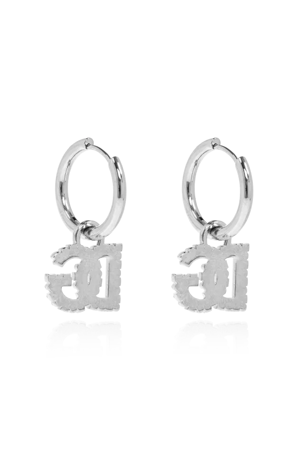 Hoop Black-Crystal Logo Earrings