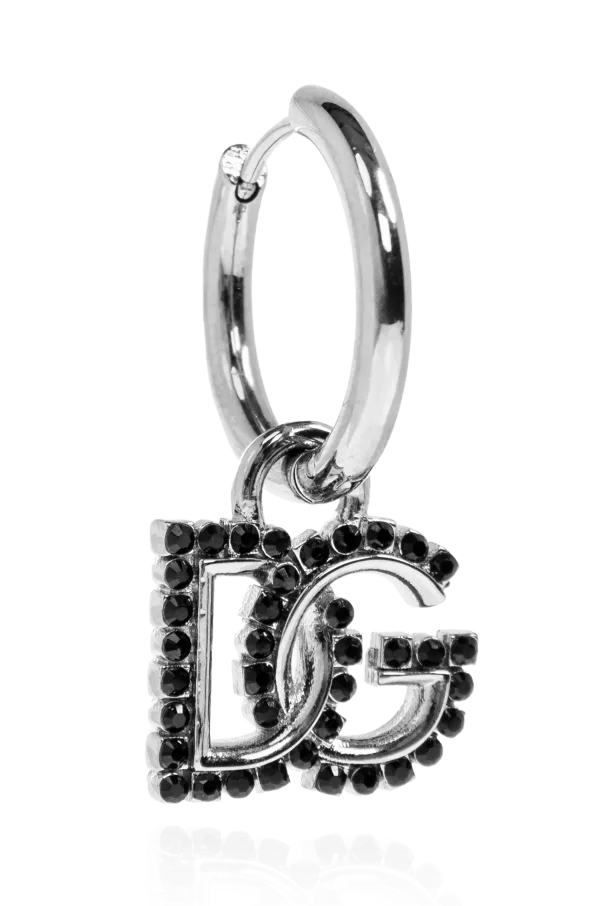 Hoop Black-Crystal Logo Earrings