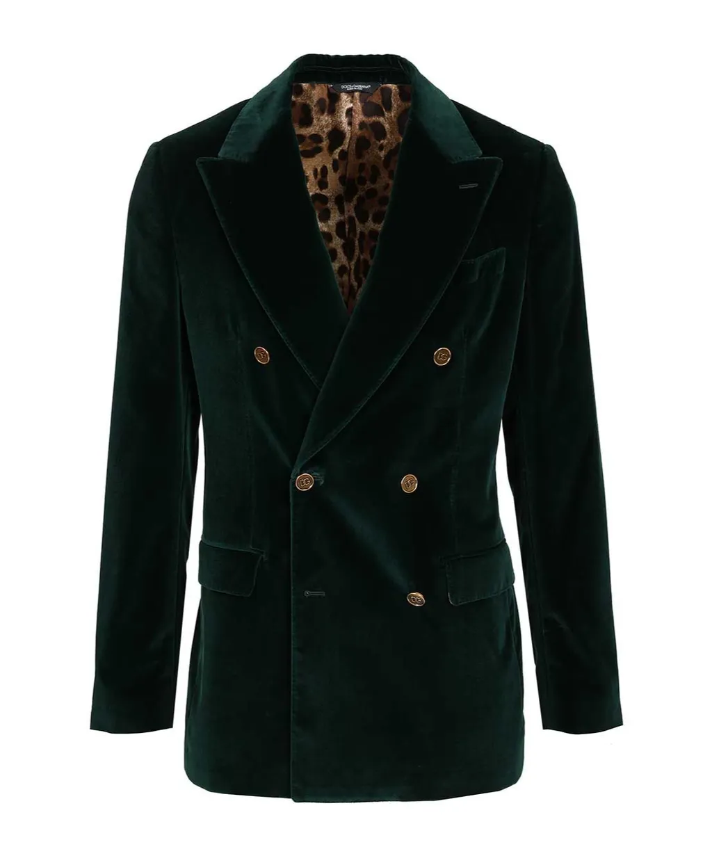 Velvet Double-Breasted Blazer