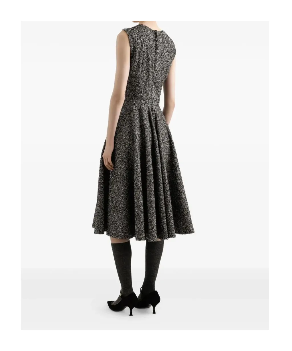 Pleat-Detail Midi Dress