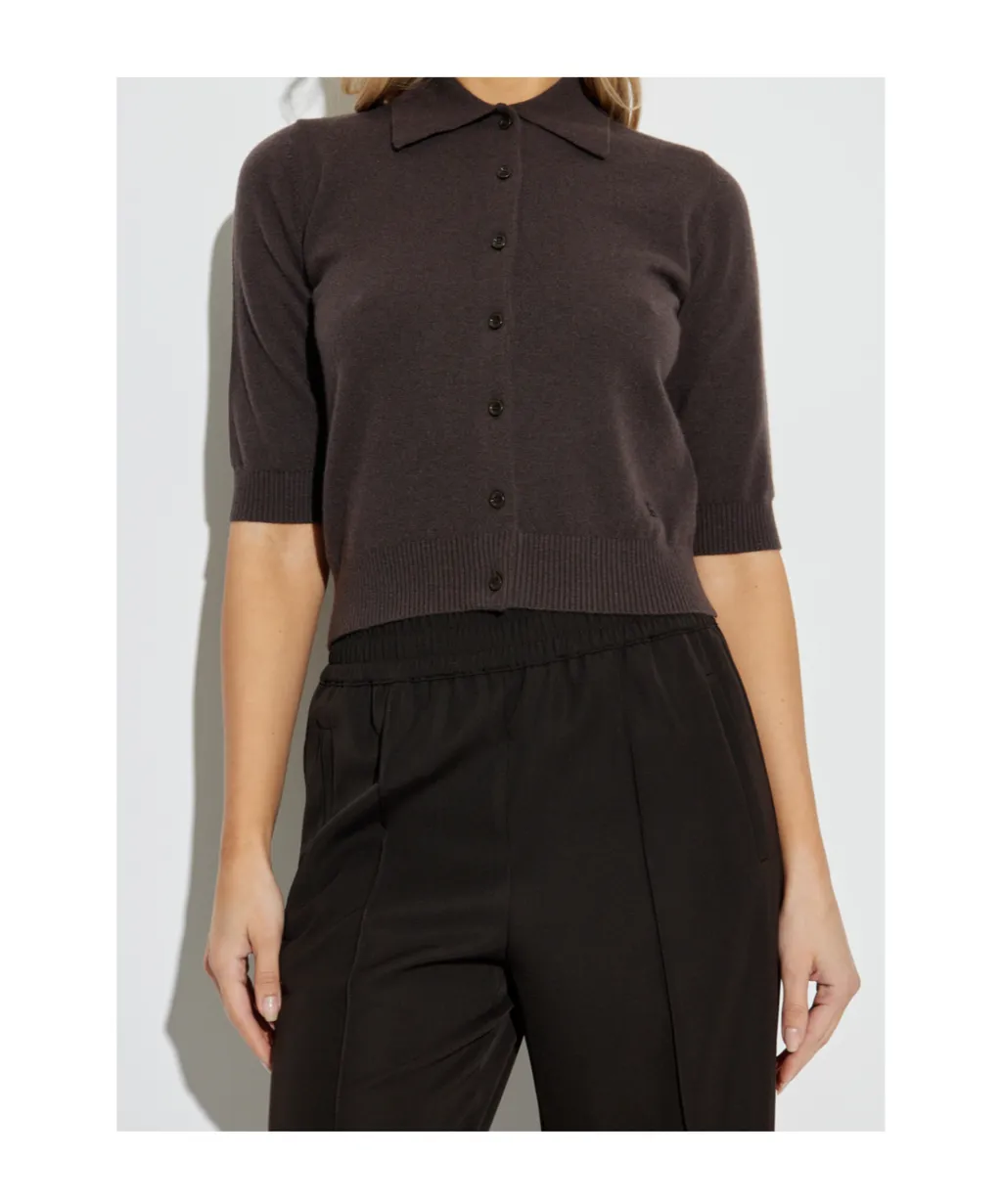 Short-Sleeve Buttoned Cardigan