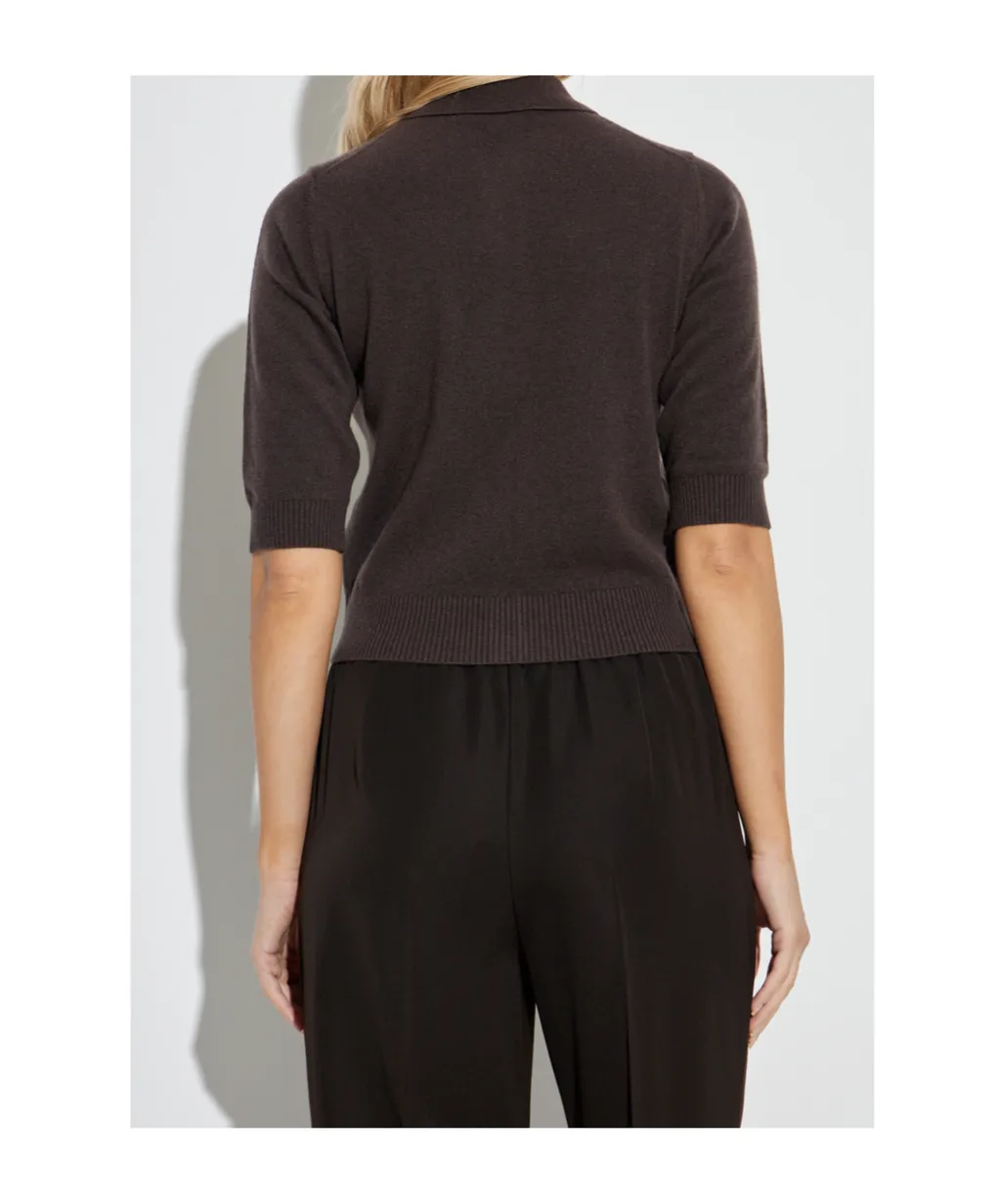 Short-Sleeve Buttoned Cardigan