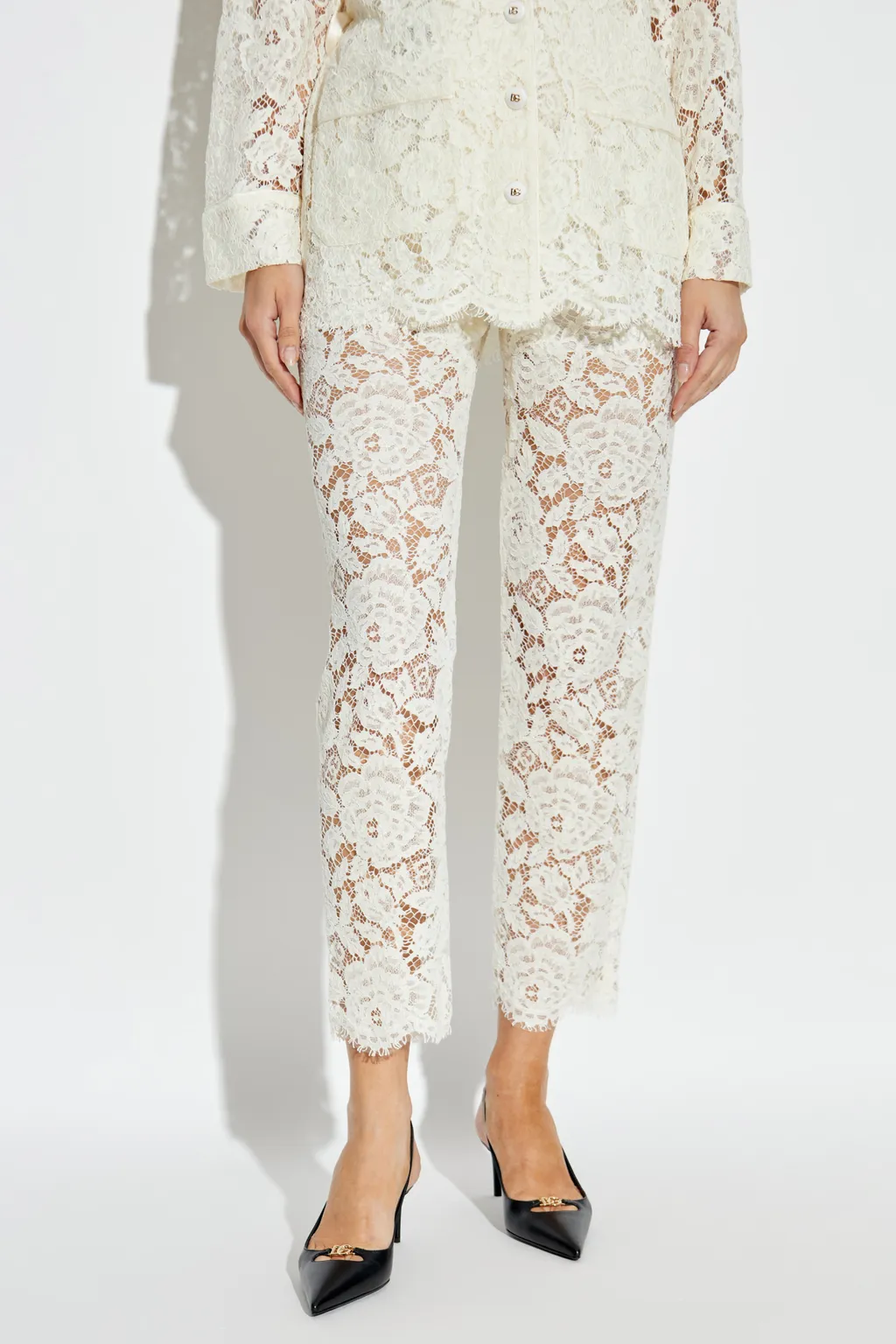 Lace-Detailing Trousers