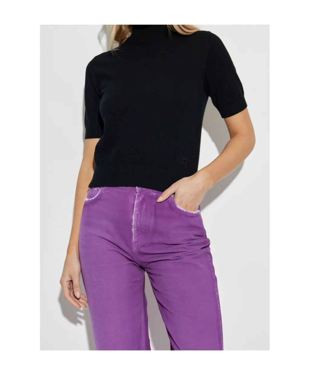 Short-Sleeve Turtleneck Sweater