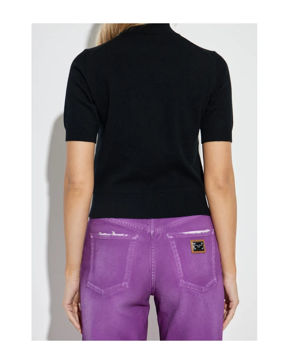 Short-Sleeve Turtleneck Sweater