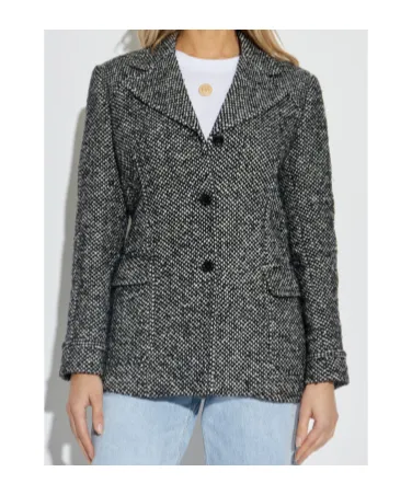 Flap-Pockets Tweed Jacket
