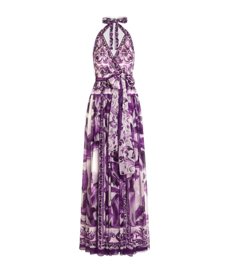Majolica-Print Maxi Dress