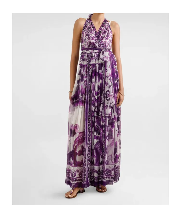 Majolica-Print Maxi Dress
