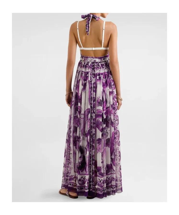 Majolica-Print Maxi Dress