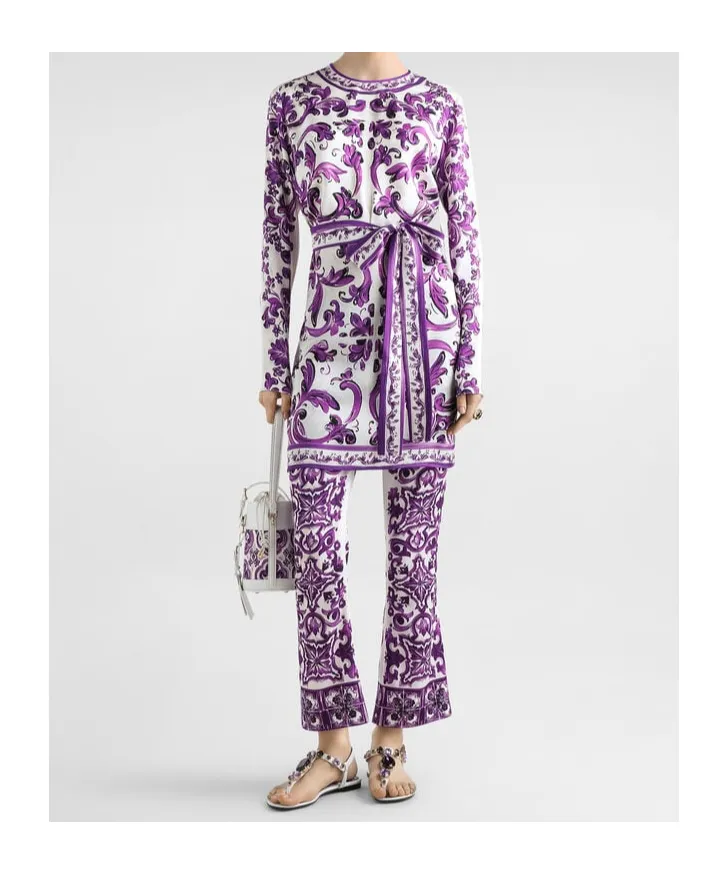Majolica-Print Mini Dress
