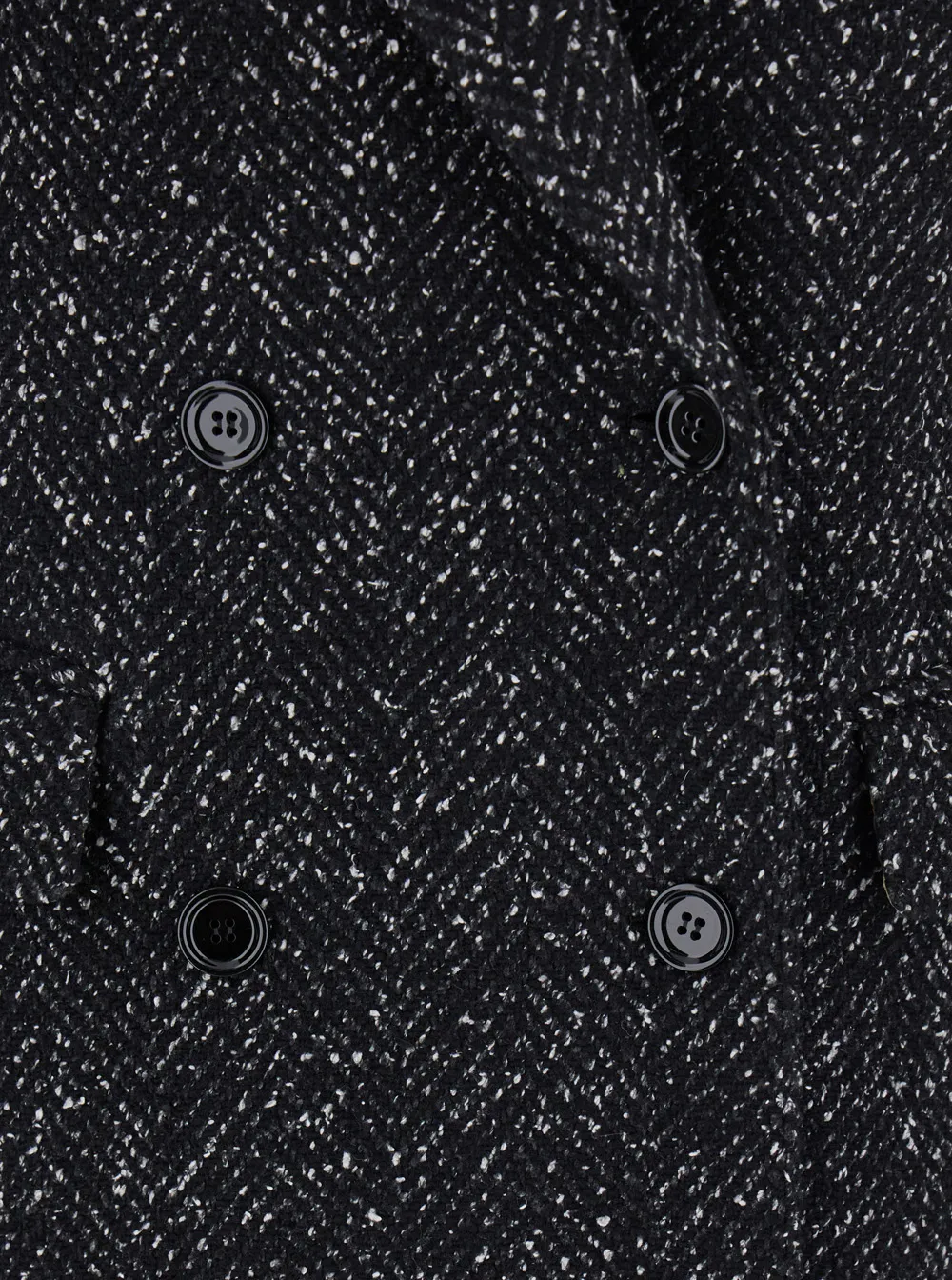 Herringbone-Pattern Double-Breasted Coat