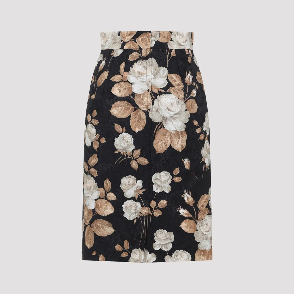 Rose-Print Midi Pencil Skirt