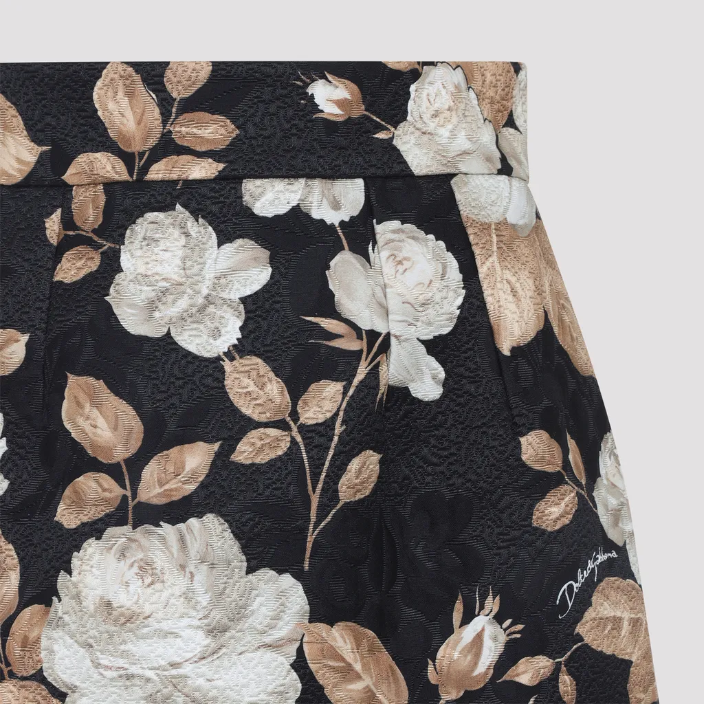 Rose-Print Midi Pencil Skirt