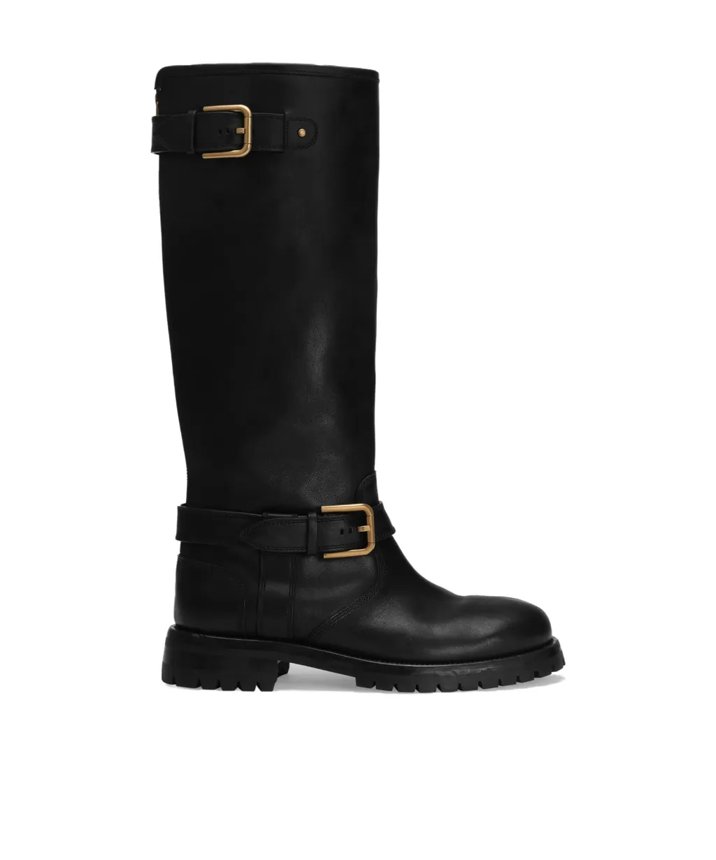 Buckle-Detail Knee-High Boots