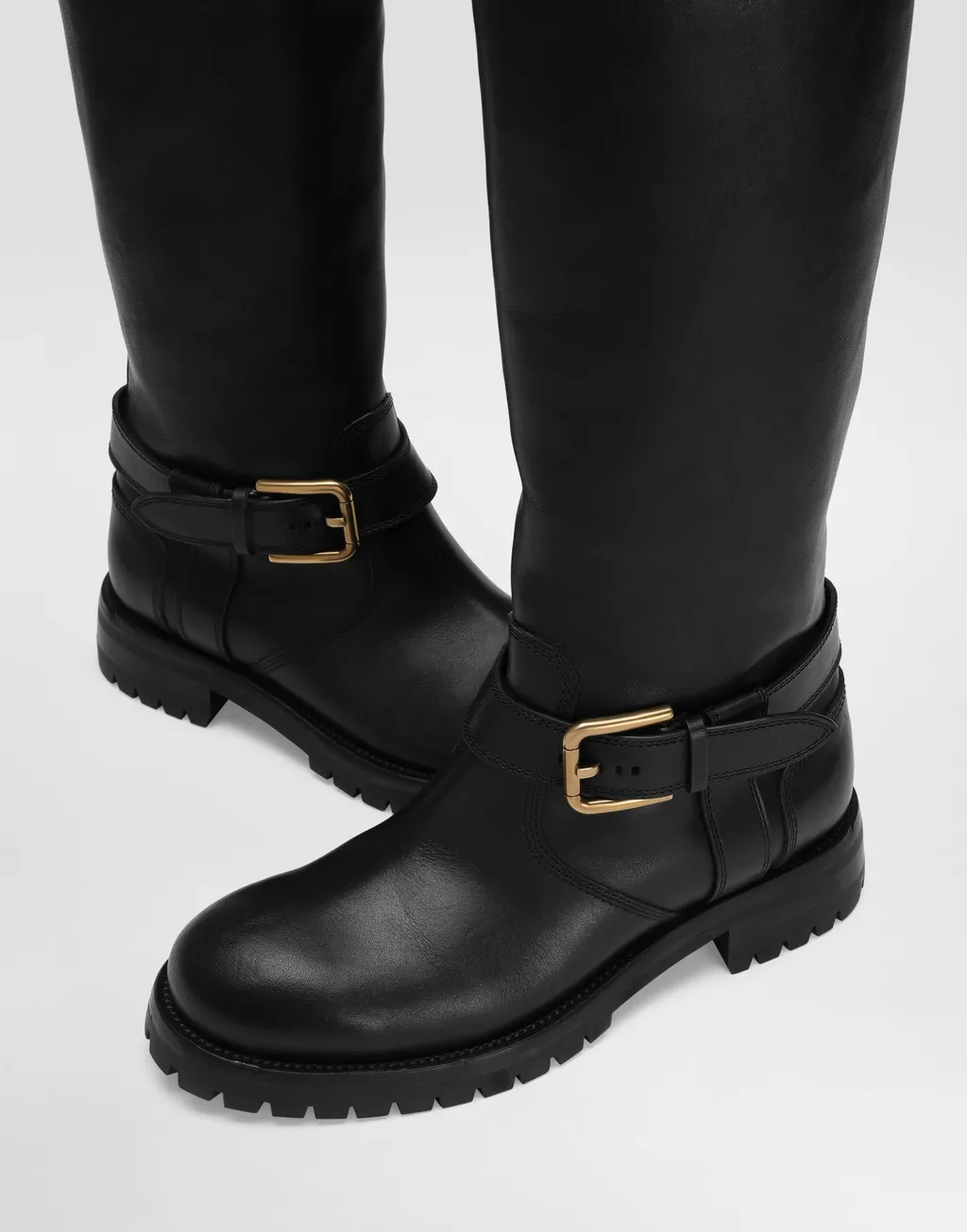 Buckle-Detail Knee-High Boots