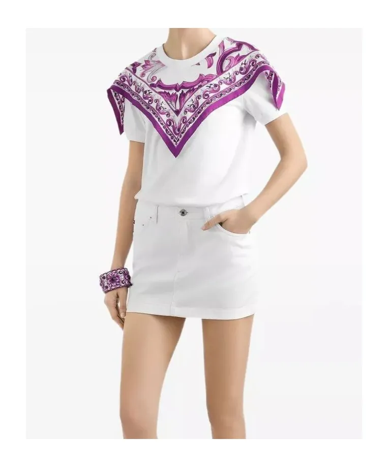 Foulard-Panelled Cotton T-Shirt