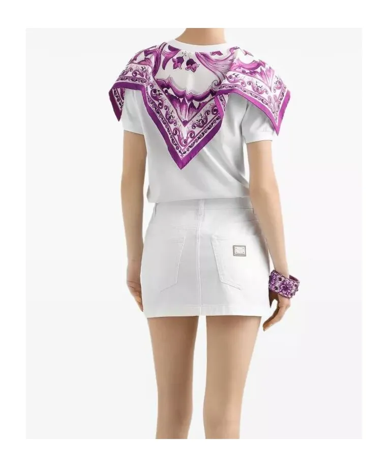Foulard-Panelled Cotton T-Shirt