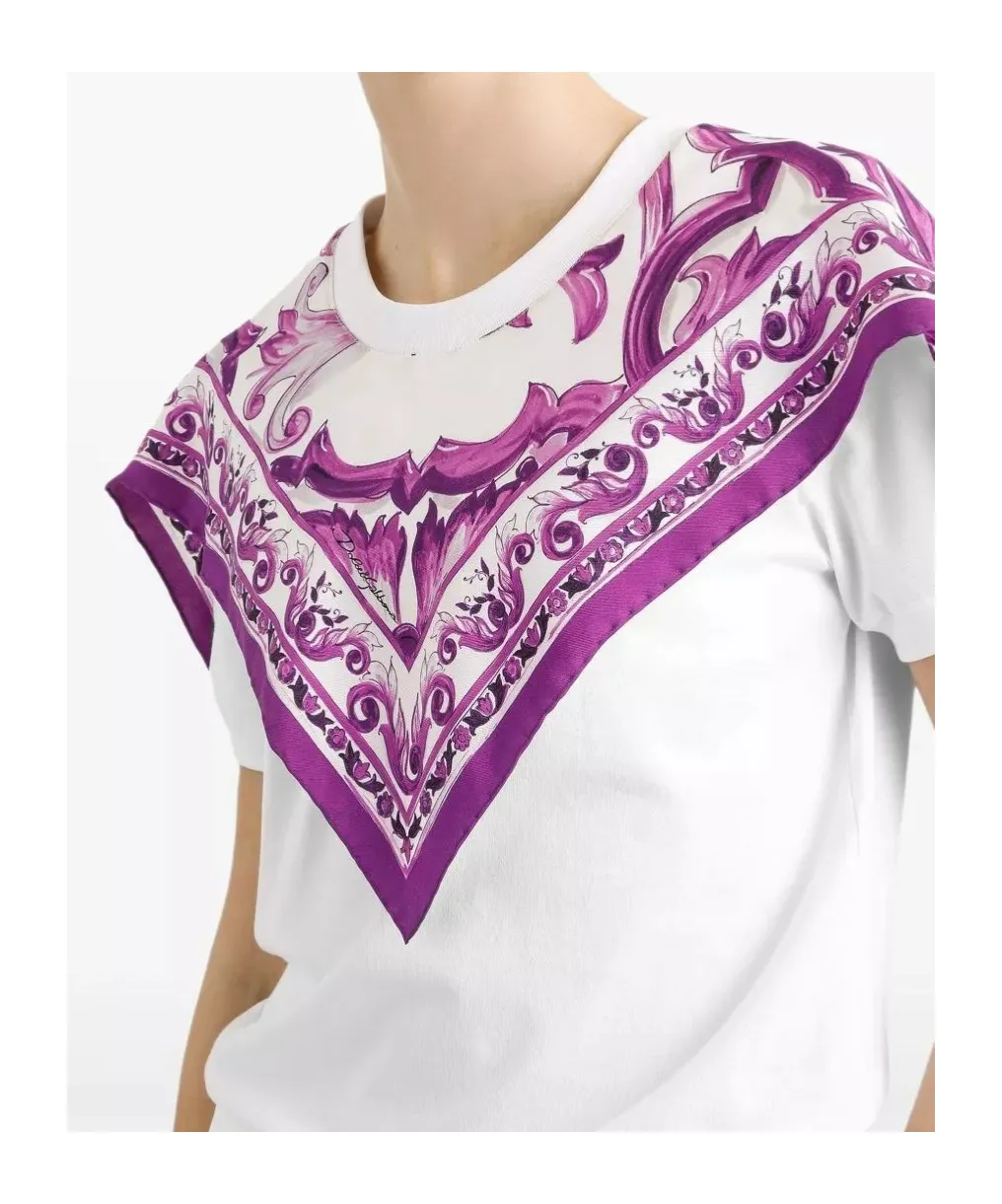 Foulard-Panelled Cotton T-Shirt