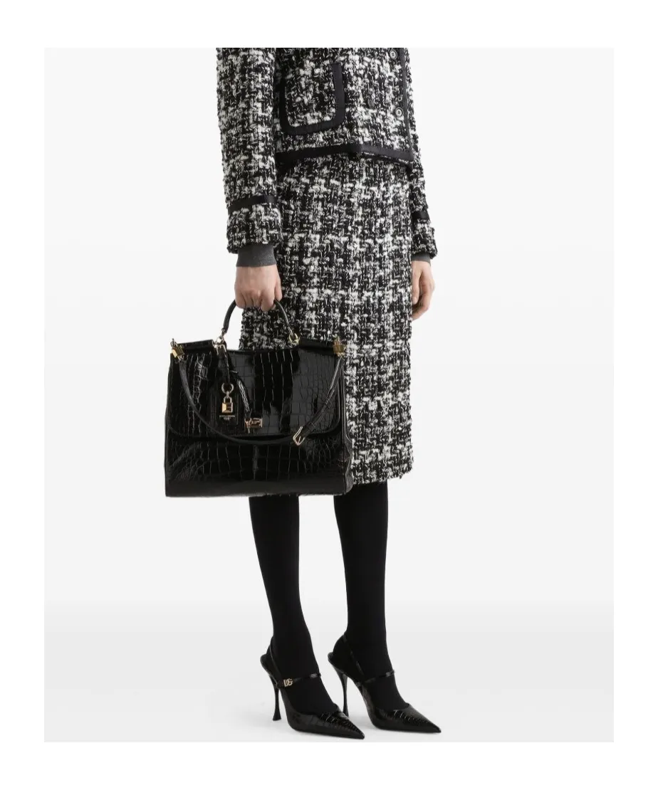 Tweed Checked Midi Skirt