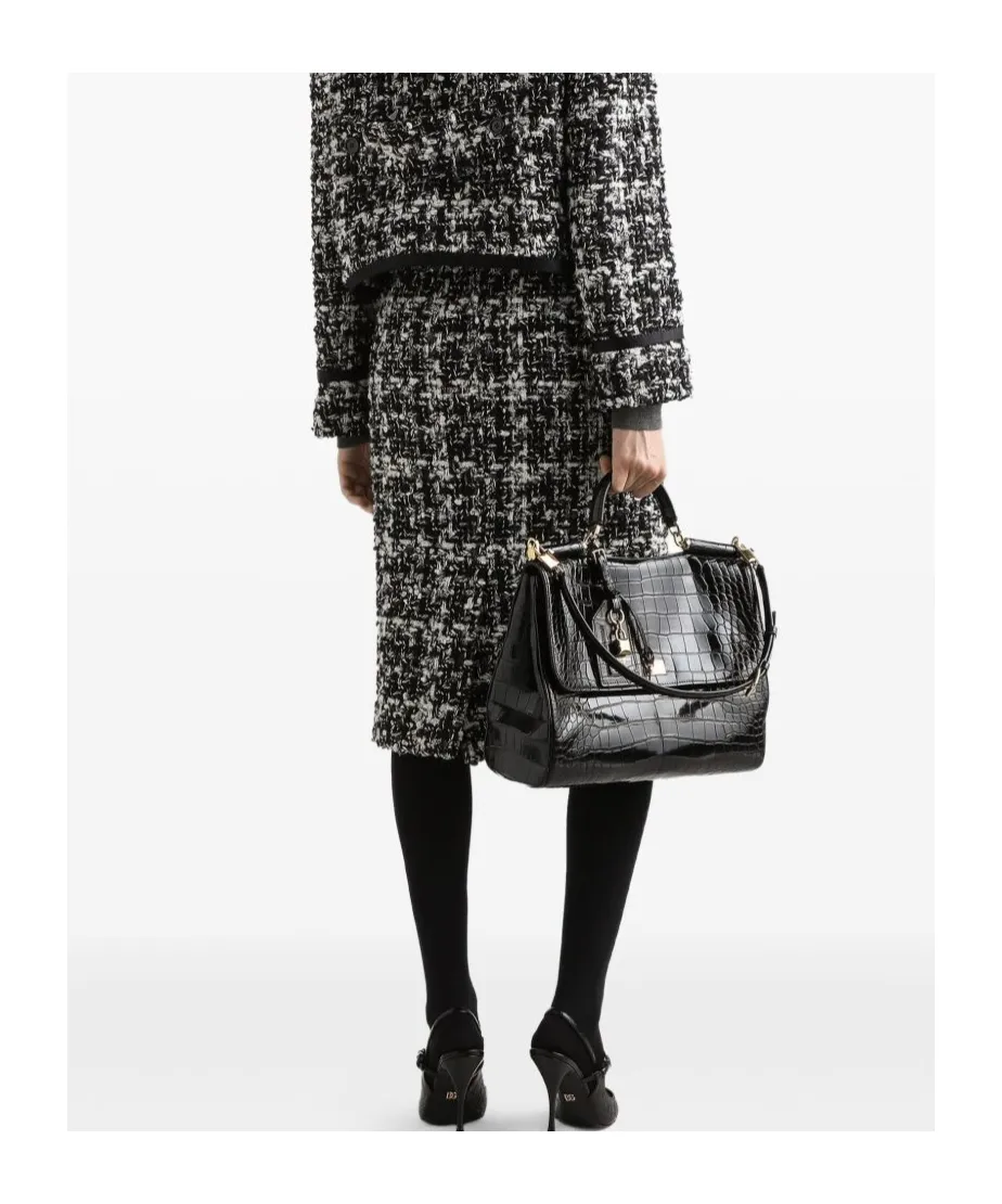 Tweed Checked Midi Skirt