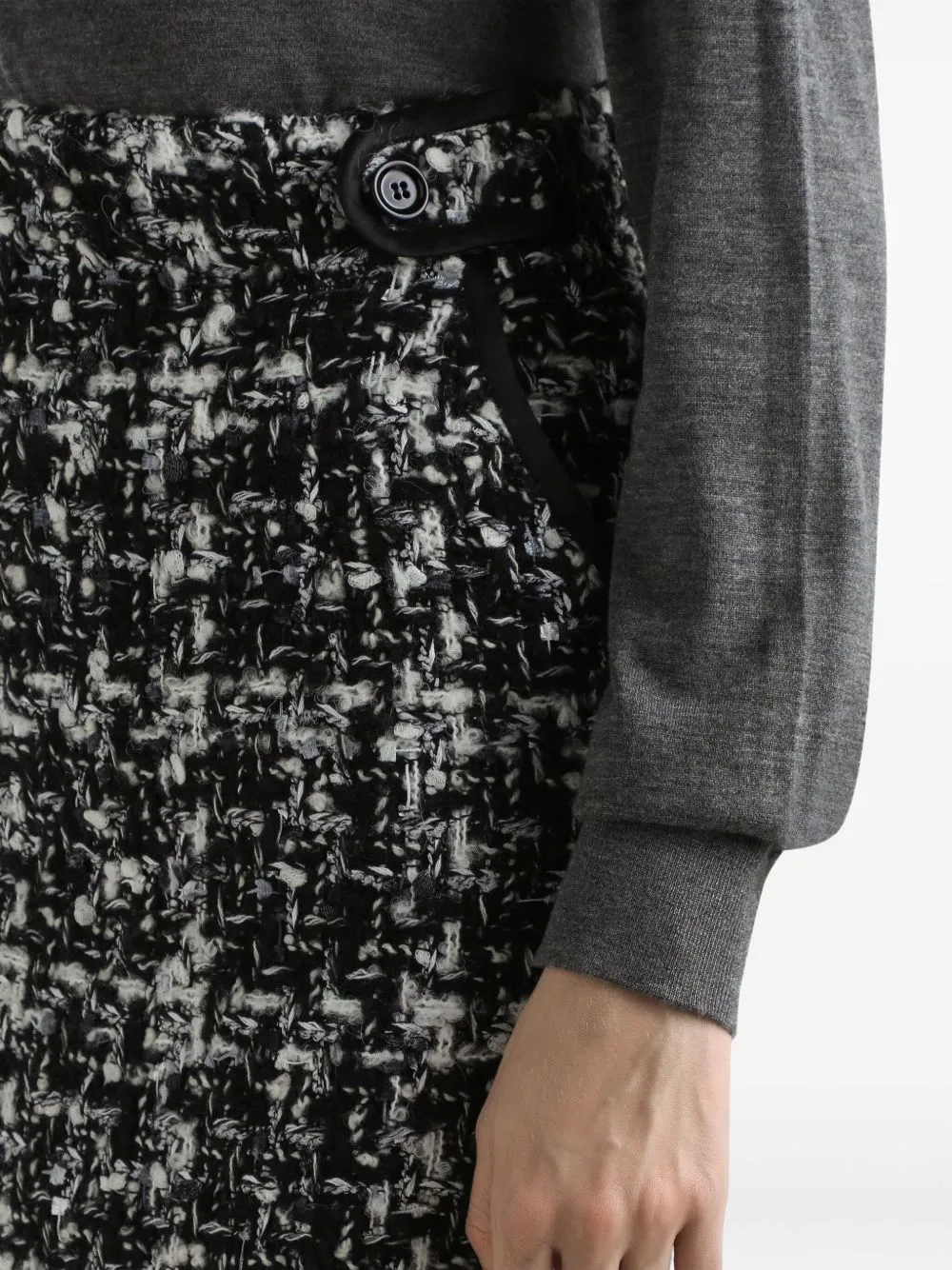 Tweed Checked Midi Skirt