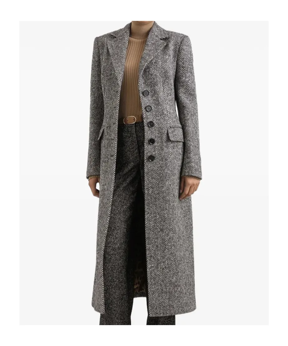 Herringbone Buttoned Coat