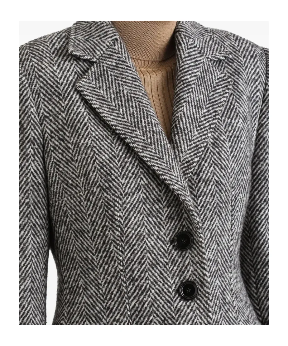 Herringbone Buttoned Coat