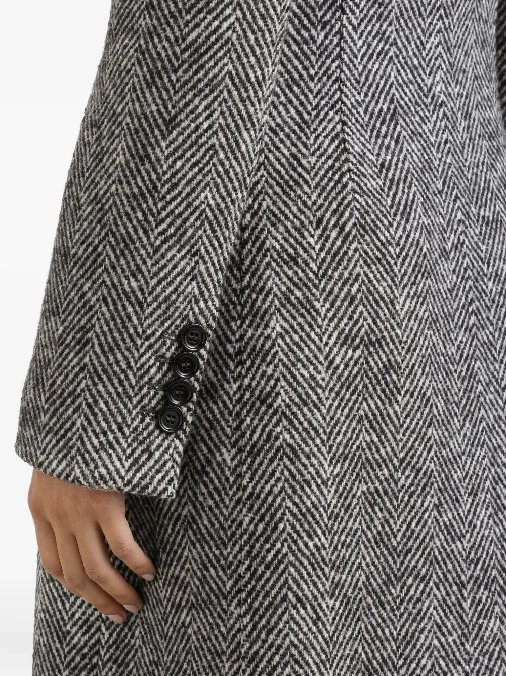 Herringbone Buttoned Coat