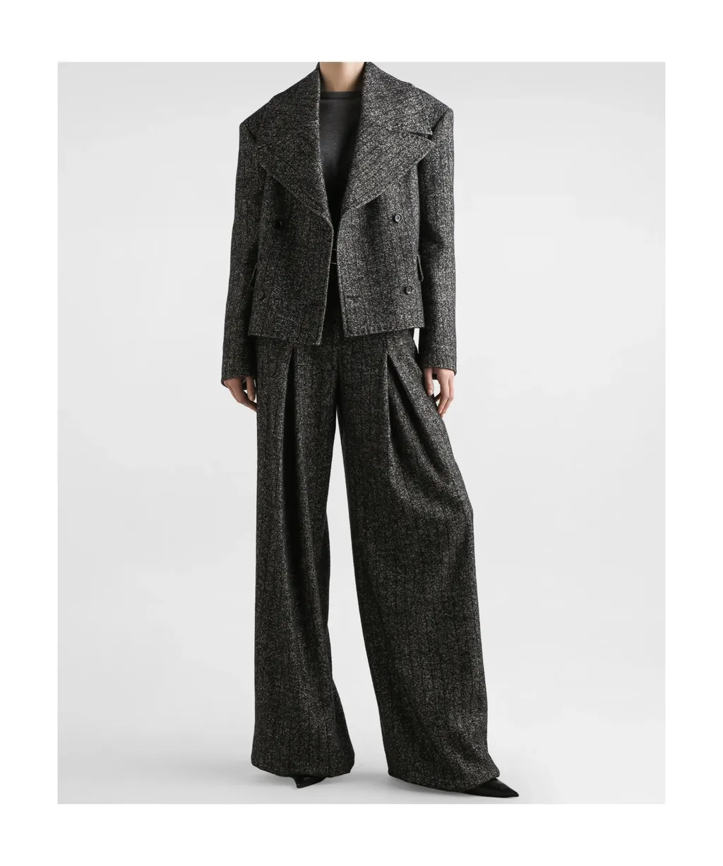 Pleated Tweed Trousers
